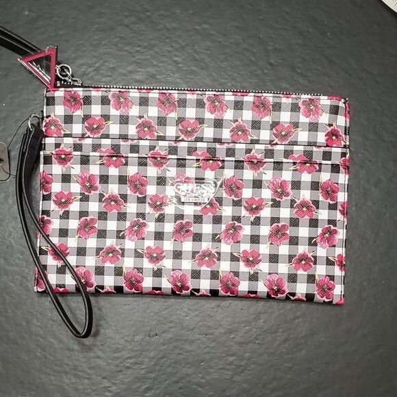 Guess black and pink large wristlet - Picture 1 of 8